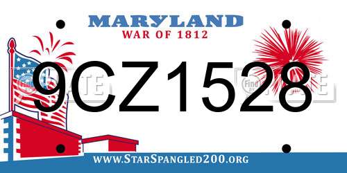 9CZ1528 Maryland License Plate