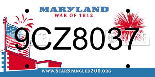 9CZ8037 Maryland License Plate