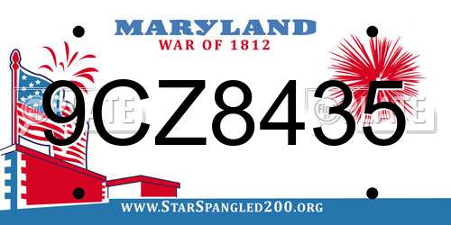 9CZ8435 Maryland License Plate