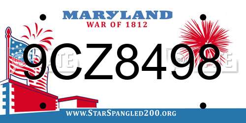 9CZ8498 Maryland License Plate