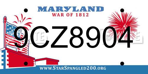 9CZ8904 Maryland License Plate