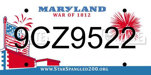 9CZ9522 Maryland License Plate