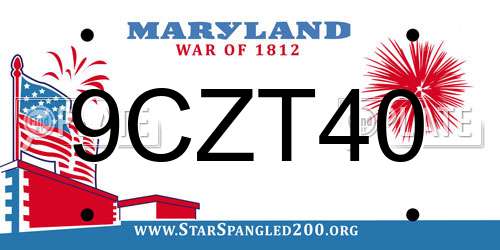 9CZT40 Maryland License Plate