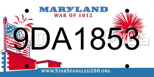 9DA1853 Maryland License Plate