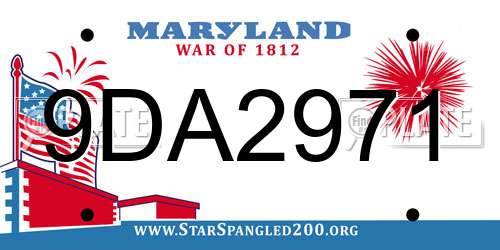 9DA2971 Maryland License Plate