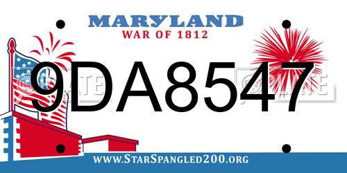 9DA8547 Maryland License Plate