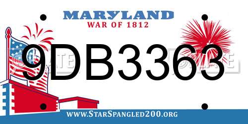9DB3363 Maryland License Plate