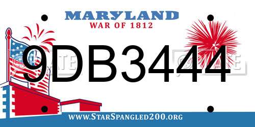 9DB3444 Maryland License Plate