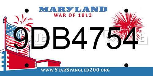 9DB4754 Maryland License Plate