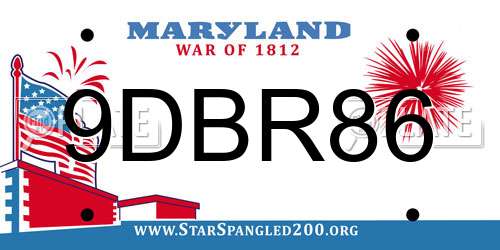 9DBR86 Maryland License Plate