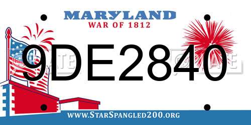 9DE2840 Maryland License Plate