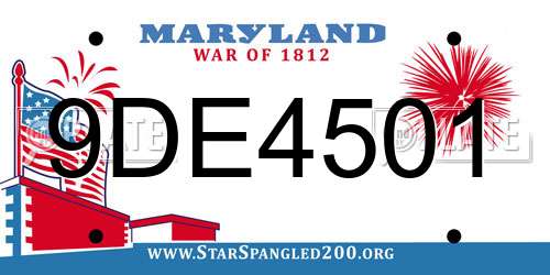 9DE4501 Maryland License Plate