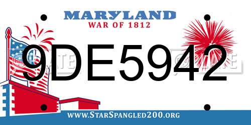 9DE5942 Maryland License Plate