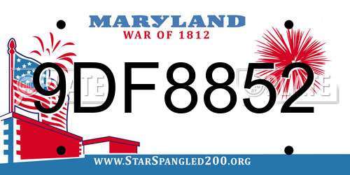 9DF8852 Maryland License Plate