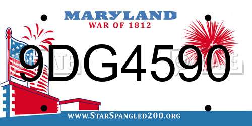 9DG4590 Maryland License Plate