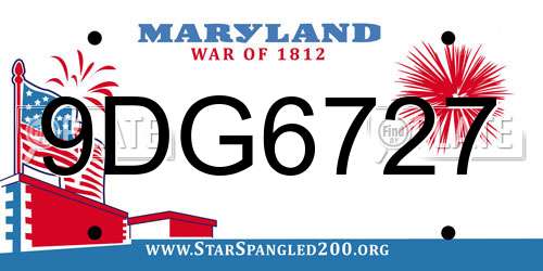 9DG6727 Maryland License Plate