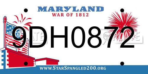 9DH0872 Maryland License Plate