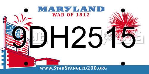 9DH2515 Maryland License Plate