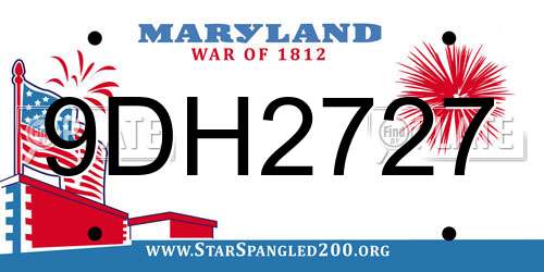 9DH2727 Maryland License Plate
