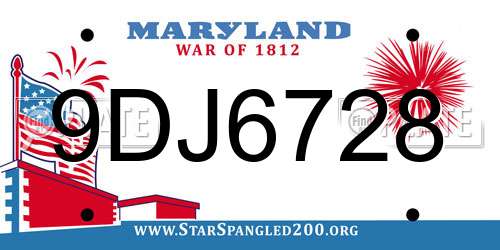 9DJ6728 Maryland License Plate