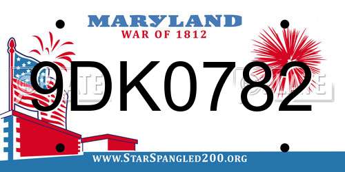 9DK0782 Maryland License Plate