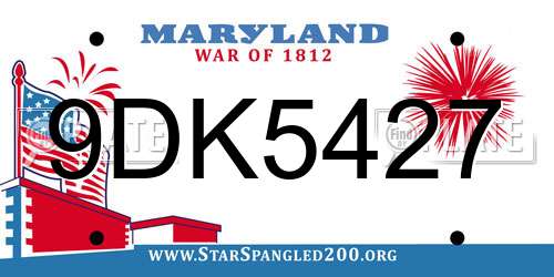 9DK5427 Maryland License Plate