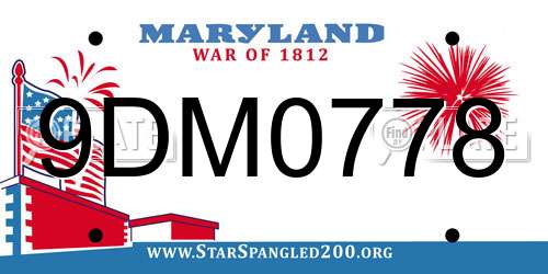 9DM0778 Maryland License Plate
