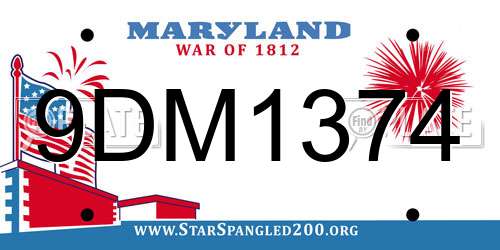 9DM1374 Maryland License Plate