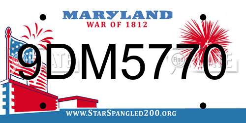 9DM5770 Maryland License Plate
