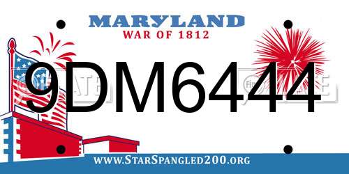 9DM6444 Maryland License Plate