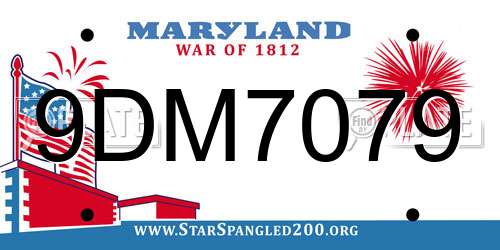 9DM7079 Maryland License Plate