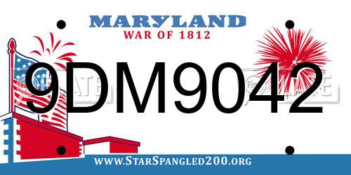 9DM9042 Maryland License Plate
