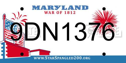9DN1376 Maryland License Plate