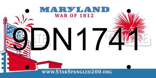9DN1741 Maryland License Plate