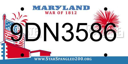 9DN3586 Maryland License Plate