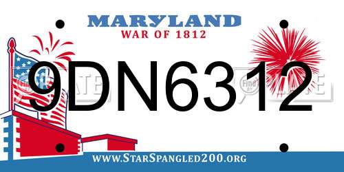 9DN6312 Maryland License Plate