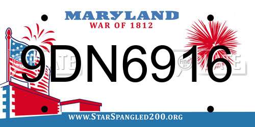 9DN6916 Maryland License Plate