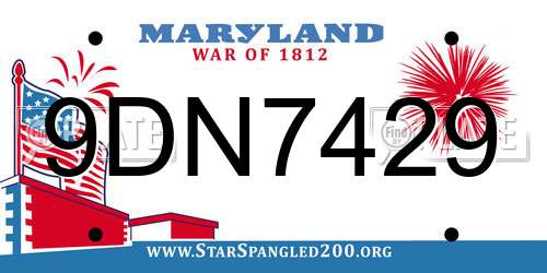 9DN7429 Maryland License Plate