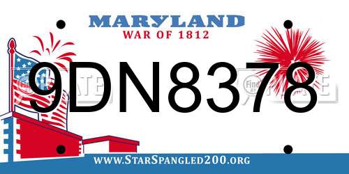 9DN8378 Maryland License Plate