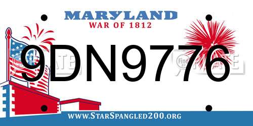 9DN9776 Maryland License Plate