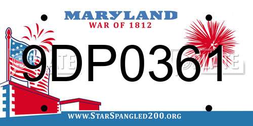 9DP0361 Maryland License Plate