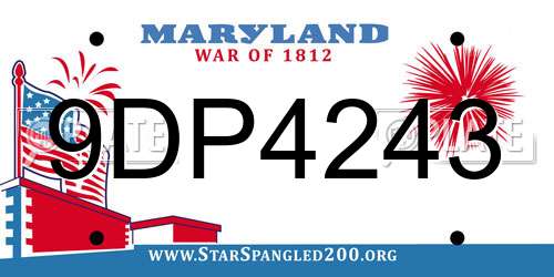 9DP4243 Maryland License Plate