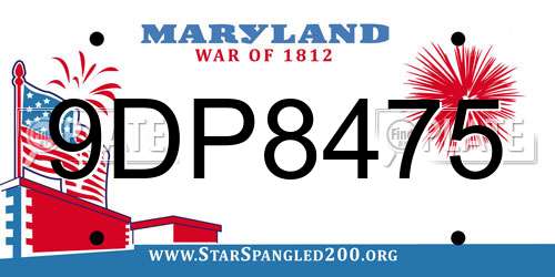 9DP8475 Maryland License Plate