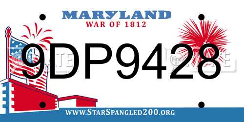 9DP9428 Maryland License Plate