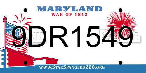 9DR1549 Maryland License Plate