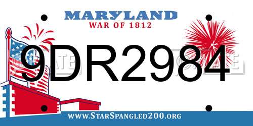 9DR2984 Maryland License Plate