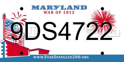 9DS4722 Maryland License Plate