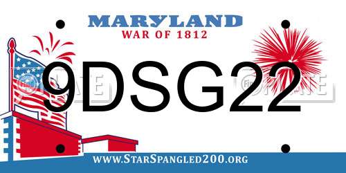 9DSG22 Maryland License Plate