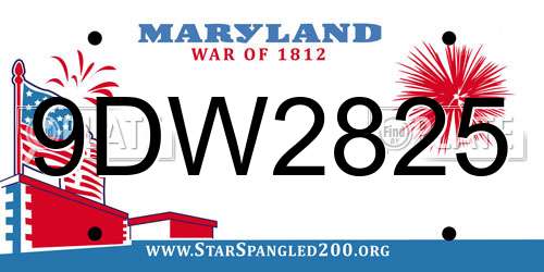 9DW2825 Maryland License Plate