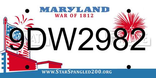 9DW2982 Maryland License Plate